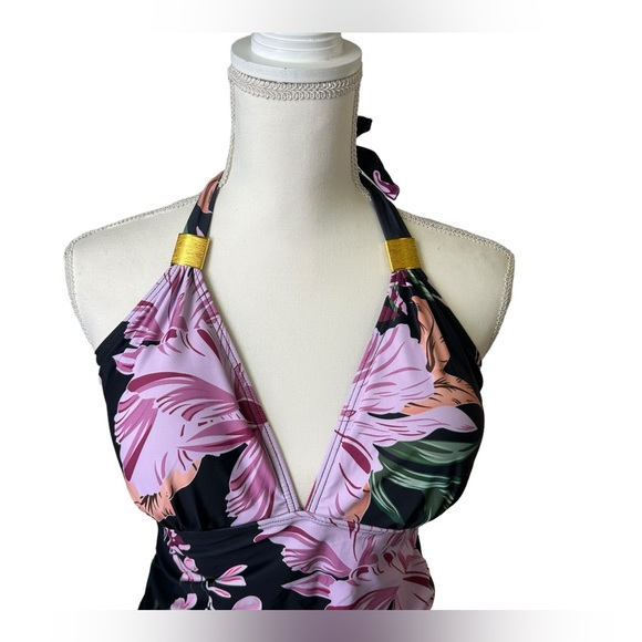 B2PRITY women’s floral halter style modest tankini top size large NWT - Picture 3 of 10